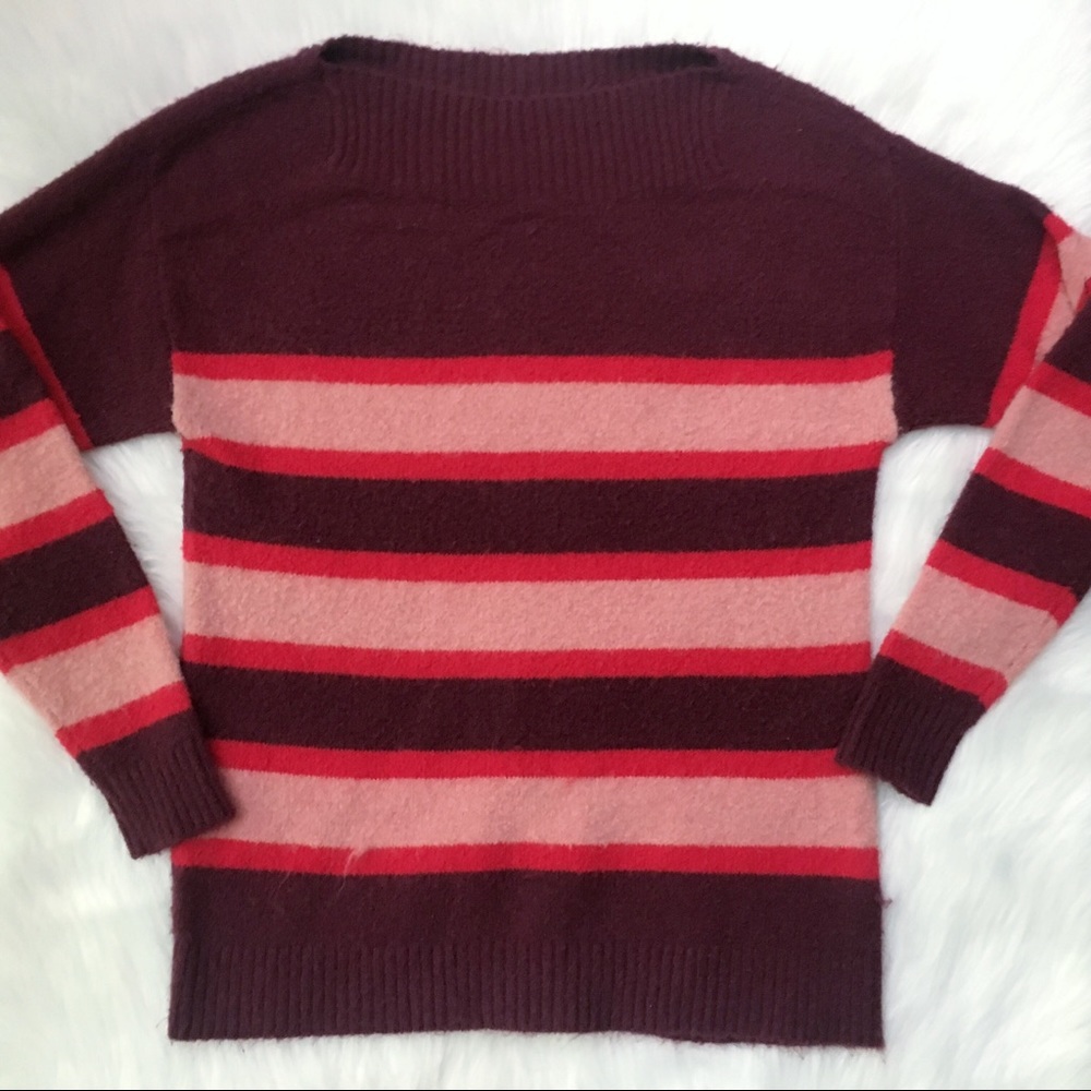 Treasure & Bond Collarless Striped Pattern Sweater